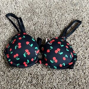PINK Victoria's Secret Black Bra with Cherry Accents